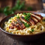 Easy Cajun Chicken Alfredo pasta with grilled chicken